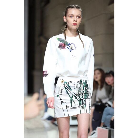 FABIANA C Green Leaf Bamboo Mini Skirt size 12 Us size S - Picture 1 of 7